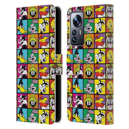 Looney Tunes Patterns Tiles Leather Book Wallet Case Cover For Xiaomi 12 Pro