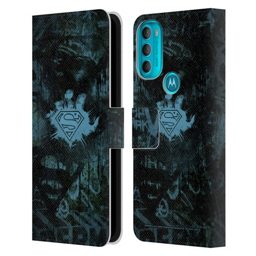 Superman DC Comics Vintage Fashion Graffiti Leather Book Wallet Case Cover For Motorola Moto G71 5G
