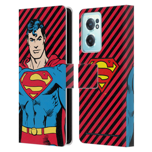 Superman DC Comics Vintage Fashion Stripes Leather Book Wallet Case Cover For OnePlus Nord CE 2 5G