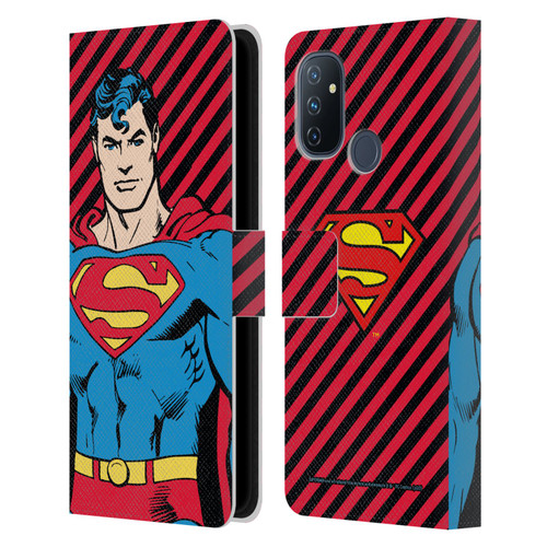Superman DC Comics Vintage Fashion Stripes Leather Book Wallet Case Cover For OnePlus Nord N100