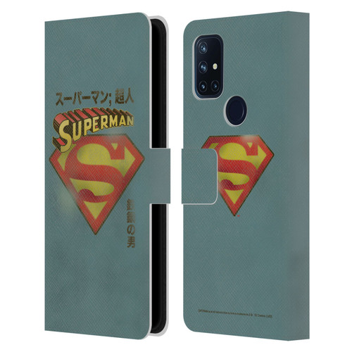 Superman DC Comics Vintage Fashion Japanese Logo Leather Book Wallet Case Cover For OnePlus Nord N10 5G
