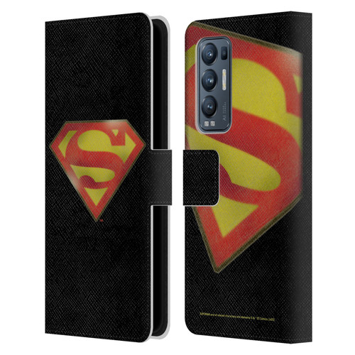 Superman DC Comics Vintage Fashion Logo Leather Book Wallet Case Cover For OPPO Find X3 Neo / Reno5 Pro+ 5G