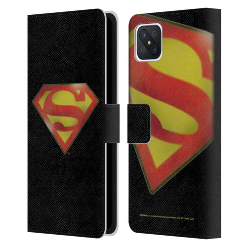 Superman DC Comics Vintage Fashion Logo Leather Book Wallet Case Cover For OPPO Reno4 Z 5G
