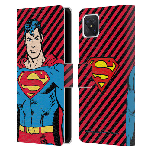 Superman DC Comics Vintage Fashion Stripes Leather Book Wallet Case Cover For OPPO Reno4 Z 5G