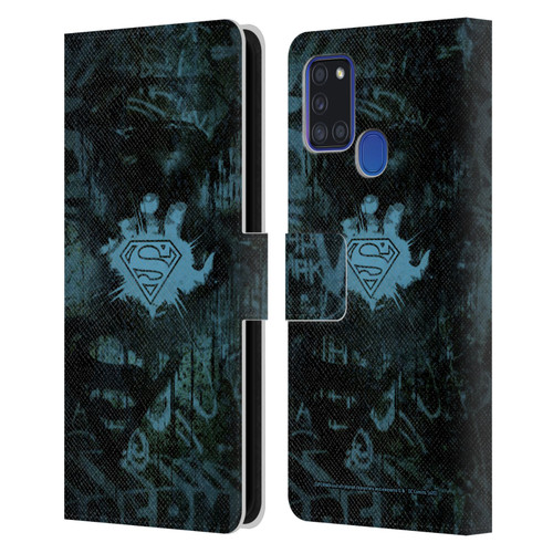 Superman DC Comics Vintage Fashion Graffiti Leather Book Wallet Case Cover For Samsung Galaxy A21s (2020)