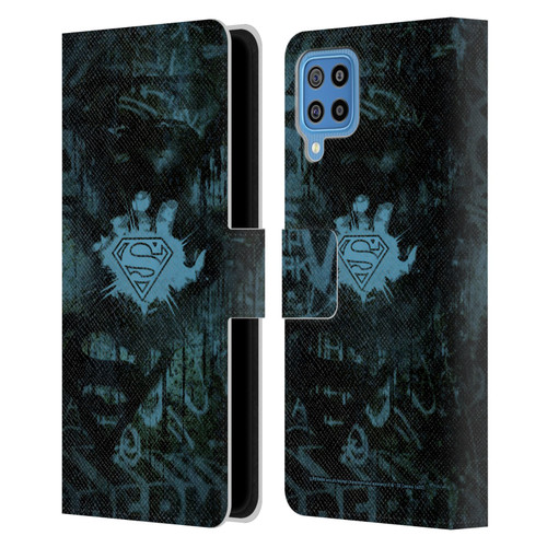 Superman DC Comics Vintage Fashion Graffiti Leather Book Wallet Case Cover For Samsung Galaxy F22 (2021)