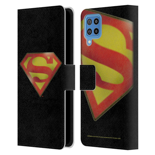 Superman DC Comics Vintage Fashion Logo Leather Book Wallet Case Cover For Samsung Galaxy F22 (2021)