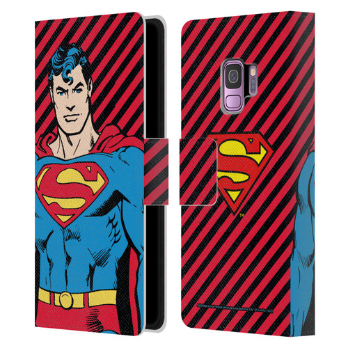 Superman DC Comics Vintage Fashion Stripes Leather Book Wallet Case Cover For Samsung Galaxy S9