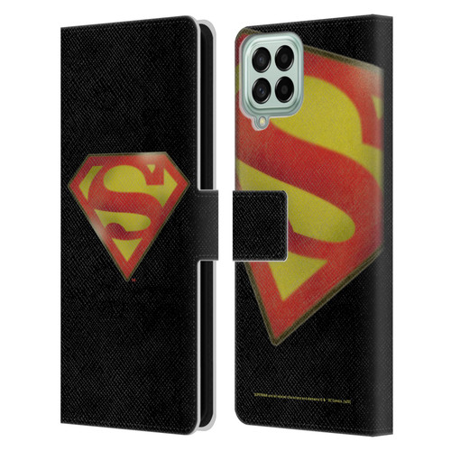 Superman DC Comics Vintage Fashion Logo Leather Book Wallet Case Cover For Samsung Galaxy M53 (2022)