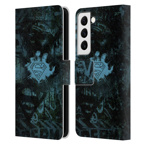 Superman DC Comics Vintage Fashion Graffiti Leather Book Wallet Case Cover For Samsung Galaxy S22 5G