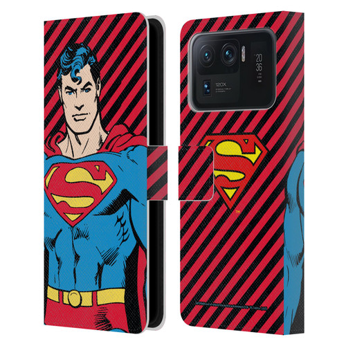 Superman DC Comics Vintage Fashion Stripes Leather Book Wallet Case Cover For Xiaomi Mi 11 Ultra