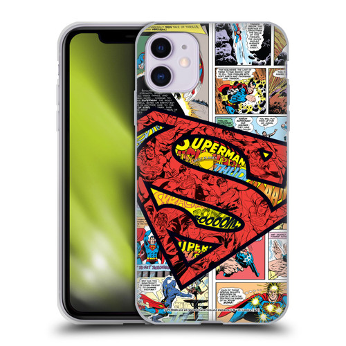 Superman DC Comics Comicbook Art Oversized Logo Soft Gel Case for Apple iPhone 11