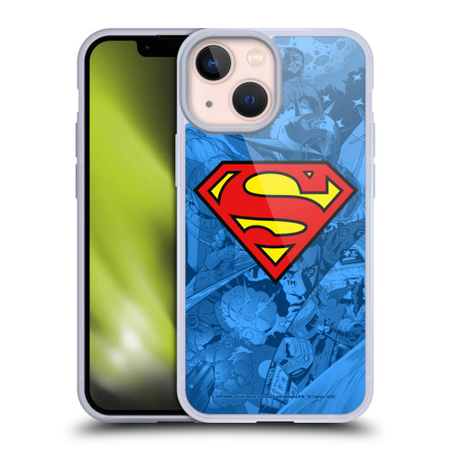 Superman DC Comics Comicbook Art Collage Soft Gel Case for Apple iPhone 13 Mini