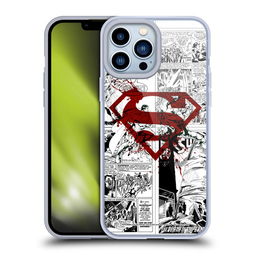 Superman DC Comics Comicbook Art Red Logo Splatter Soft Gel Case for Apple iPhone 13 Pro Max & MagSafe