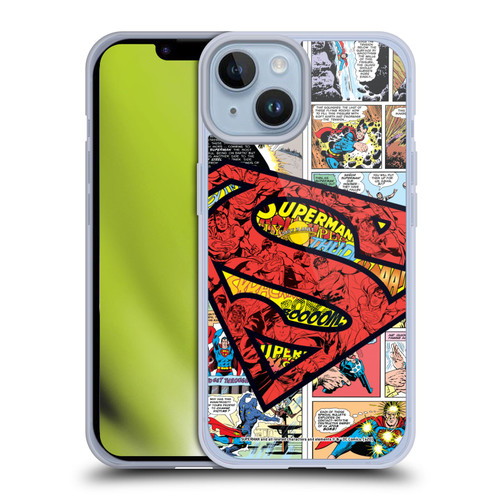 Superman DC Comics Comicbook Art Oversized Logo Soft Gel Case for Apple iPhone 14 & MagSafe