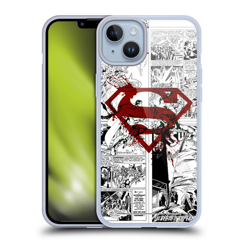 Superman DC Comics Comicbook Art Red Logo Splatter Soft Gel Case for Apple iPhone 14 Plus