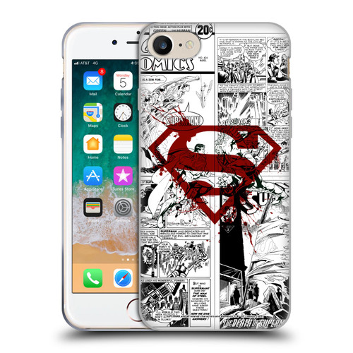 Superman DC Comics Comicbook Art Red Logo Splatter Soft Gel Case for Apple iPhone 7 / 8 / SE 2020 & 2022 & MagSafe