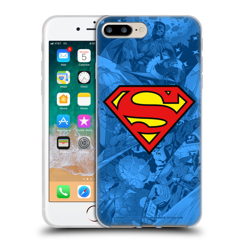 Superman DC Comics Comicbook Art Collage Soft Gel Case for Apple iPhone 7 Plus / iPhone 8 Plus & MagSafe
