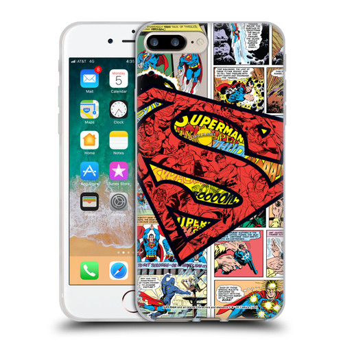 Superman DC Comics Comicbook Art Oversized Logo Soft Gel Case for Apple iPhone 7 Plus / iPhone 8 Plus
