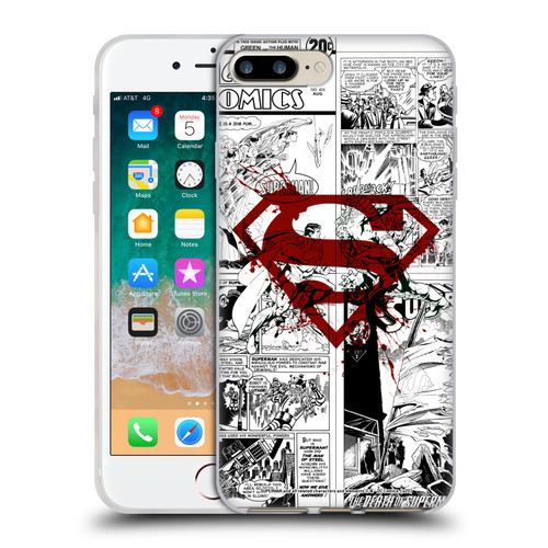 Superman DC Comics Comicbook Art Red Logo Splatter Soft Gel Case for Apple iPhone 7 Plus / iPhone 8 Plus & MagSafe