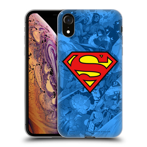 Superman DC Comics Comicbook Art Collage Soft Gel Case for Apple iPhone XR