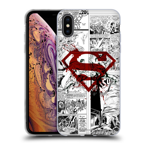 Superman DC Comics Comicbook Art Red Logo Splatter Soft Gel Case for Apple iPhone XS Max