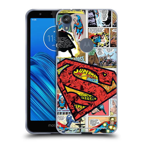 Superman DC Comics Comicbook Art Oversized Logo Soft Gel Case for Motorola Moto E6