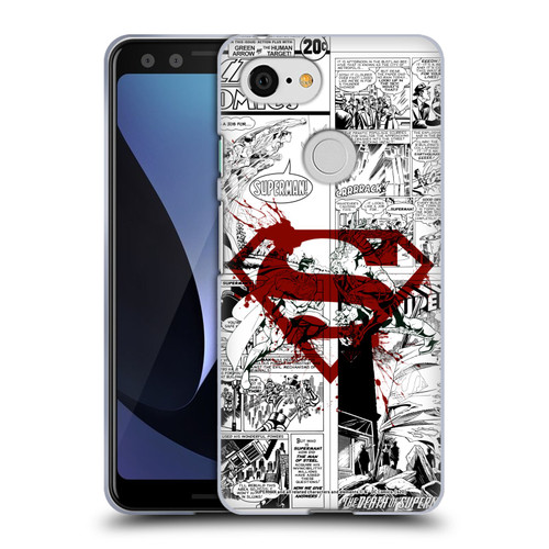 Superman DC Comics Comicbook Art Red Logo Splatter Soft Gel Case for Google Pixel 3