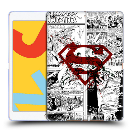 Superman DC Comics Comicbook Art Red Logo Splatter Soft Gel Case for Apple iPad 10.2 2019/2020/2021