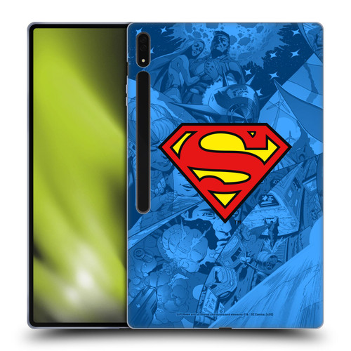 Superman DC Comics Comicbook Art Collage Soft Gel Case for Samsung Galaxy Tab S8 Ultra