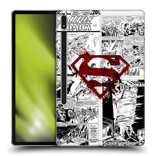 Superman DC Comics Comicbook Art Red Logo Splatter Soft Gel Case for Samsung Galaxy Tab S8 Plus