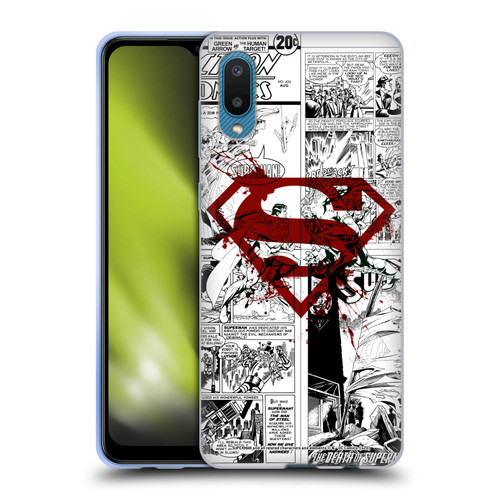 Superman DC Comics Comicbook Art Red Logo Splatter Soft Gel Case for Samsung Galaxy A02/M02 (2021)