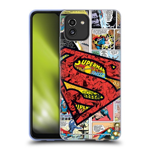 Superman DC Comics Comicbook Art Oversized Logo Soft Gel Case for Samsung Galaxy A03 (2021)