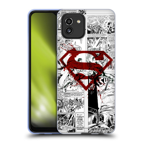 Superman DC Comics Comicbook Art Red Logo Splatter Soft Gel Case for Samsung Galaxy A03 (2021)