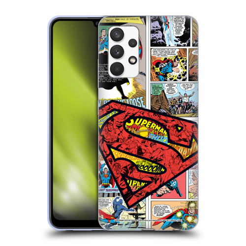Superman DC Comics Comicbook Art Oversized Logo Soft Gel Case for Samsung Galaxy A32 (2021)
