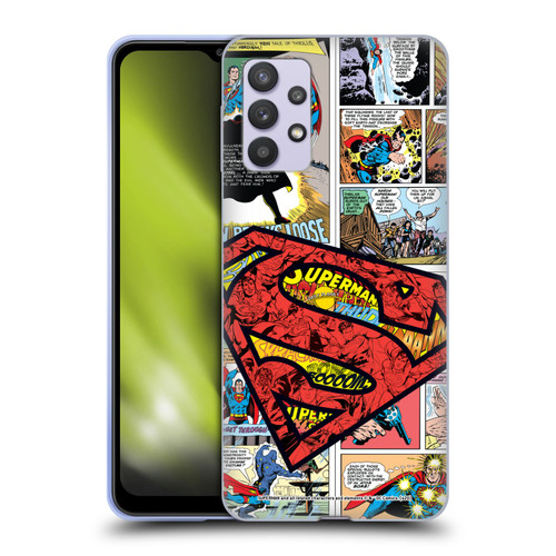 Superman DC Comics Comicbook Art Oversized Logo Soft Gel Case for Samsung Galaxy A32 5G / M32 5G (2021)