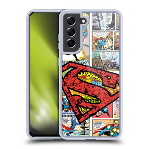 Superman DC Comics Comicbook Art Oversized Logo Soft Gel Case for Samsung Galaxy S21 FE 5G & MagSafe