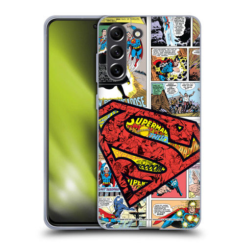 Superman DC Comics Comicbook Art Oversized Logo Soft Gel Case for Samsung Galaxy S21 FE 5G