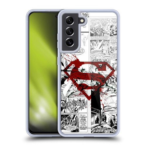 Superman DC Comics Comicbook Art Red Logo Splatter Soft Gel Case for Samsung Galaxy S21 FE 5G & MagSafe