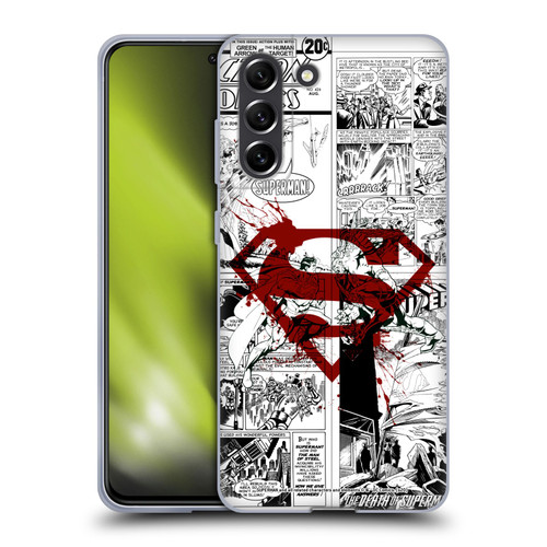 Superman DC Comics Comicbook Art Red Logo Splatter Soft Gel Case for Samsung Galaxy S21 FE 5G
