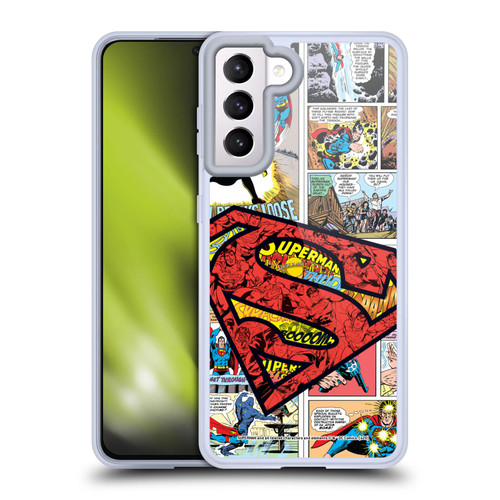 Superman DC Comics Comicbook Art Oversized Logo Soft Gel Case for Samsung Galaxy S21 5G