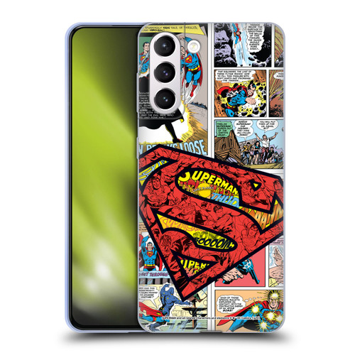 Superman DC Comics Comicbook Art Oversized Logo Soft Gel Case for Samsung Galaxy S21+ 5G