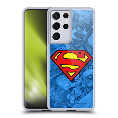 Superman DC Comics Comicbook Art Collage Soft Gel Case for Samsung Galaxy S21 Ultra 5G & MagSafe