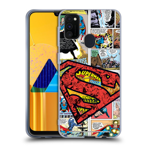 Superman DC Comics Comicbook Art Oversized Logo Soft Gel Case for Samsung Galaxy M30s (2019)/M21 (2020)