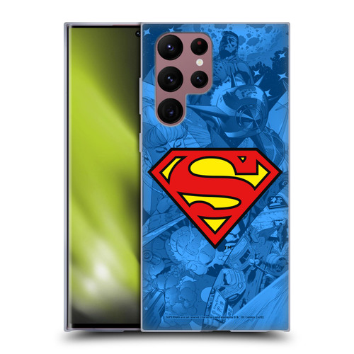 Superman DC Comics Comicbook Art Collage Soft Gel Case for Samsung Galaxy S22 Ultra 5G