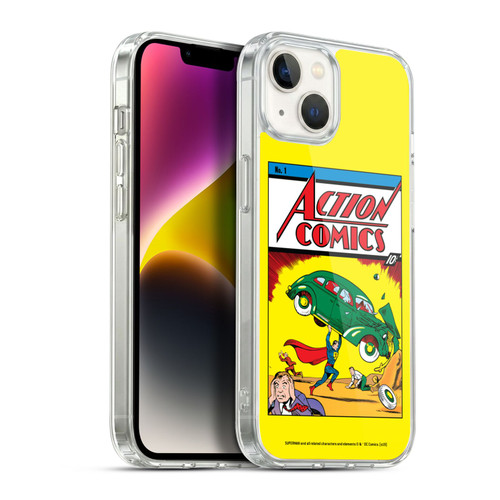 Superman DC Comics Famous Comic Book Covers Action Comics 1 Soft Gel Case for Apple iPhone 14 Plus & MagSafe