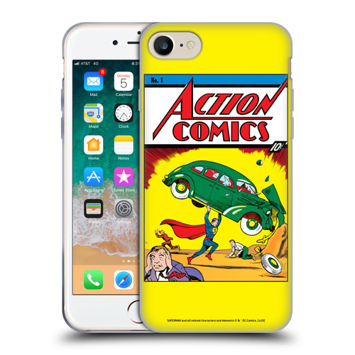 Superman DC Comics Famous Comic Book Covers Action Comics 1 Soft Gel Case for Apple iPhone 7 / 8 / SE 2020 & 2022