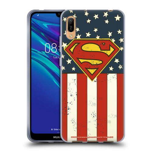 Superman DC Comics Logos U.S. Flag Soft Gel Case for Huawei Y6 Pro (2019)