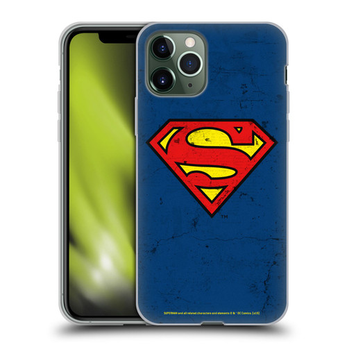 Superman DC Comics Logos Distressed Look Soft Gel Case for Apple iPhone 11 Pro