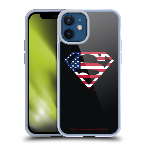 Superman DC Comics Logos U.S. Flag 2 Soft Gel Case for Apple iPhone 12 Mini